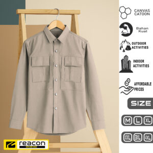 REACON Explorer Shirt – Kemeja Premium lengan Panjang Taktikal Stylish Cream